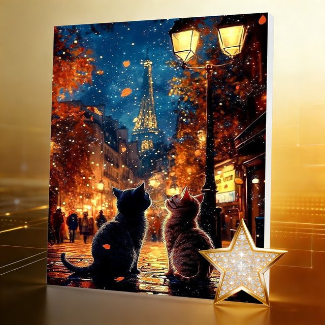 AZQSD Diamond Painting Set Katze Tier, Mosaik, Rundbohrer - Bild 1