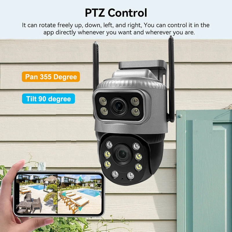 Vstarcam Dual Lens 4G IP-Kamera mit 8MP 4K Auflösung, wetterfeste Außenüberwachungskamera für Smart Home mit Nachtsicht in Grau - Bild 2