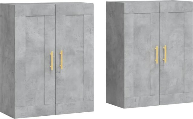 vidaXL Wandschränke 2er-Set in Betongrau, moderne Wandregale aus Holzwerkstoff und Metall, B/H/T: 90,0 x 69,5 x 34,0 cm - Bild 1