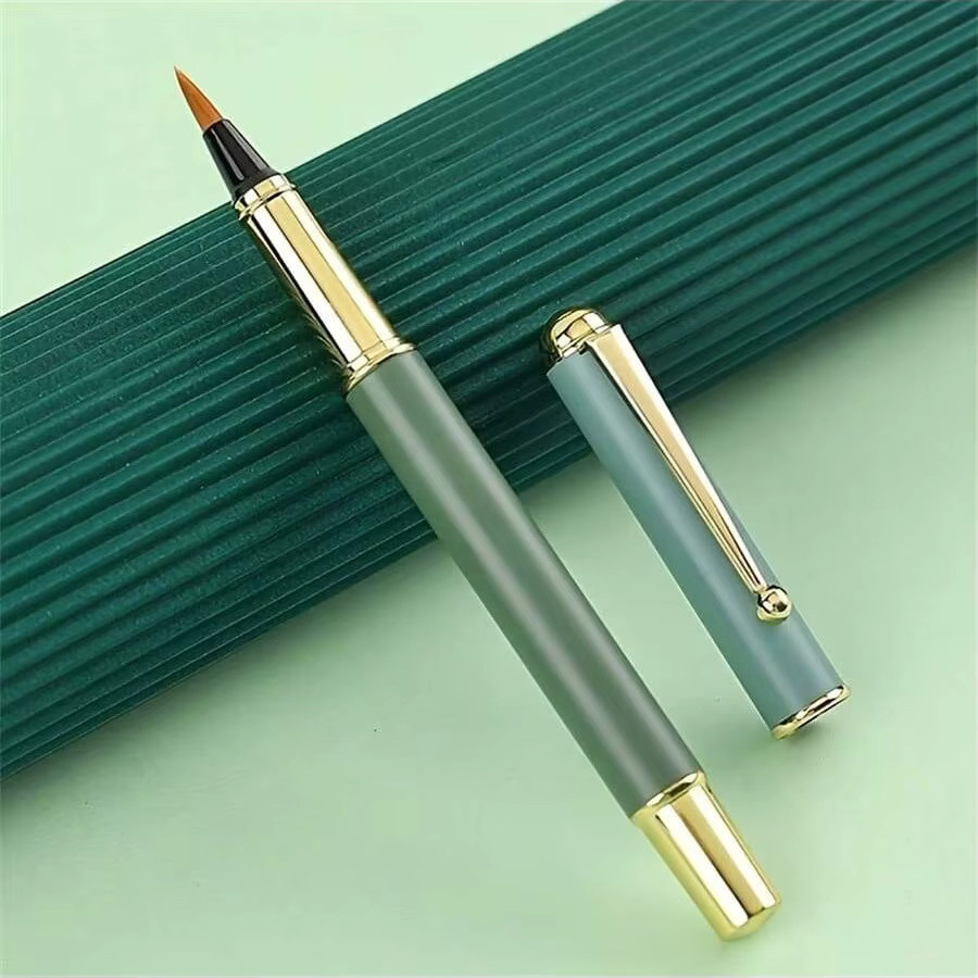 Kalligraphie-Set für Anfänger mit weichem Pinselstift, tragbarem Stiftgehäuse und 10 schwarzen Tintenpatronen in Schwarz und Grün - Bild 4