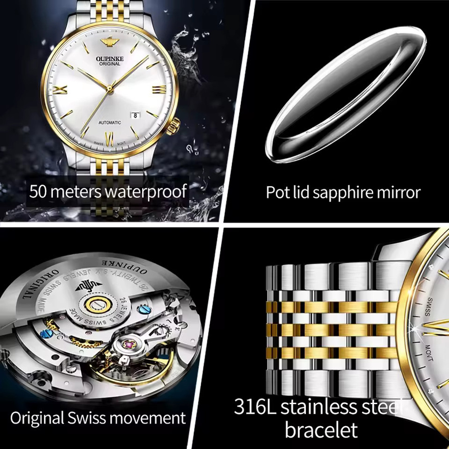 OUPINKE Armbanduhr, Automatik, Edelstahl, Silber, Herren - Bild 6