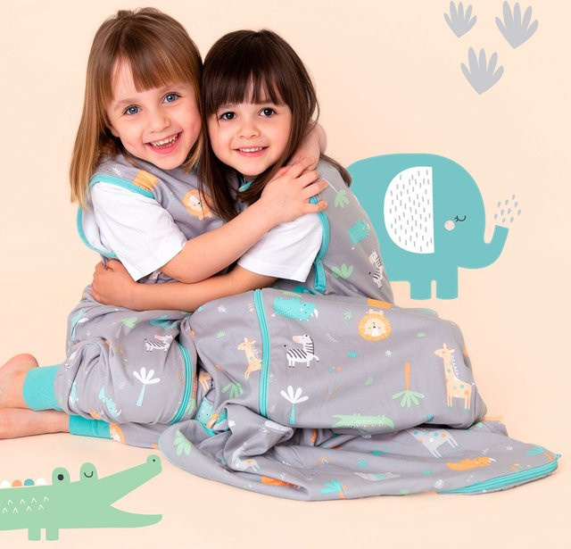 Schlummersack Schlafsack ohne Füße für Babys 1.0 Tog in Grün und Grau - Bild 1