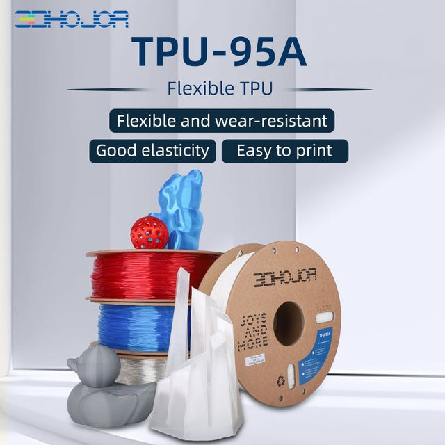 3DHOJOR TPU 95A Filament Transparent, 1,75 mm, 1 kg, flexibles FDM 3D-Druckmaterial - Bild 1