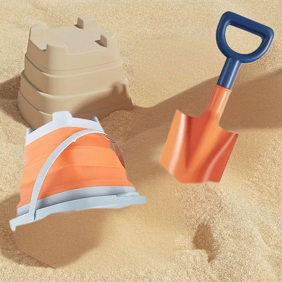 DSUE Sandspielzeug Set für Kinder mit klappbarem Eimer und Schaufel in Weiß und Bunt/Mehrfarbig - Bild 2