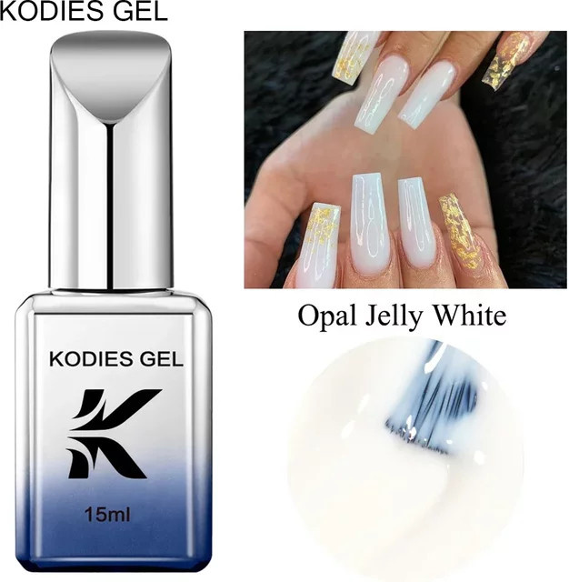 KODIES GEL Milky White Nagellack, Opal Jelly White, Glänzend - Bild 1