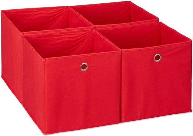 Relaxdays Faltbox 4er Set aus Polyester in Rot, zusammenfaltbar, B/T/H: 30 x 30 x 30 cm - Bild 1