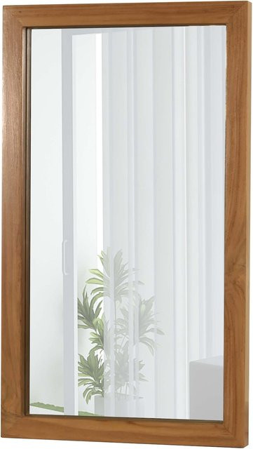 Teak-Wandspiegel MCW-M75 in Braun mit Holzrahmen, B/H: 71 x 40 cm - Bild 1