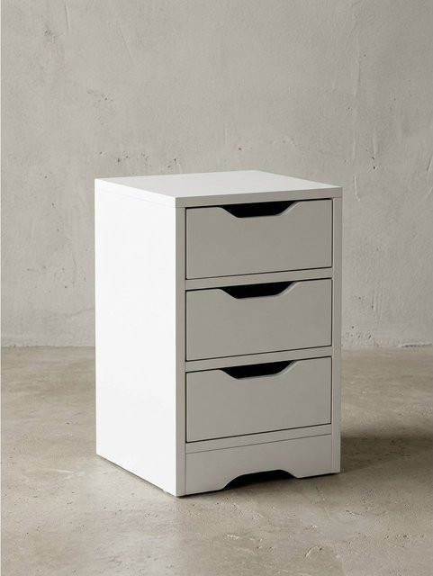Moderner Nachttisch mit 3 Schubladen von KADIMA DESIGN in Weiß, B/T/H: 31 x 31 x 49 cm - Bild 1