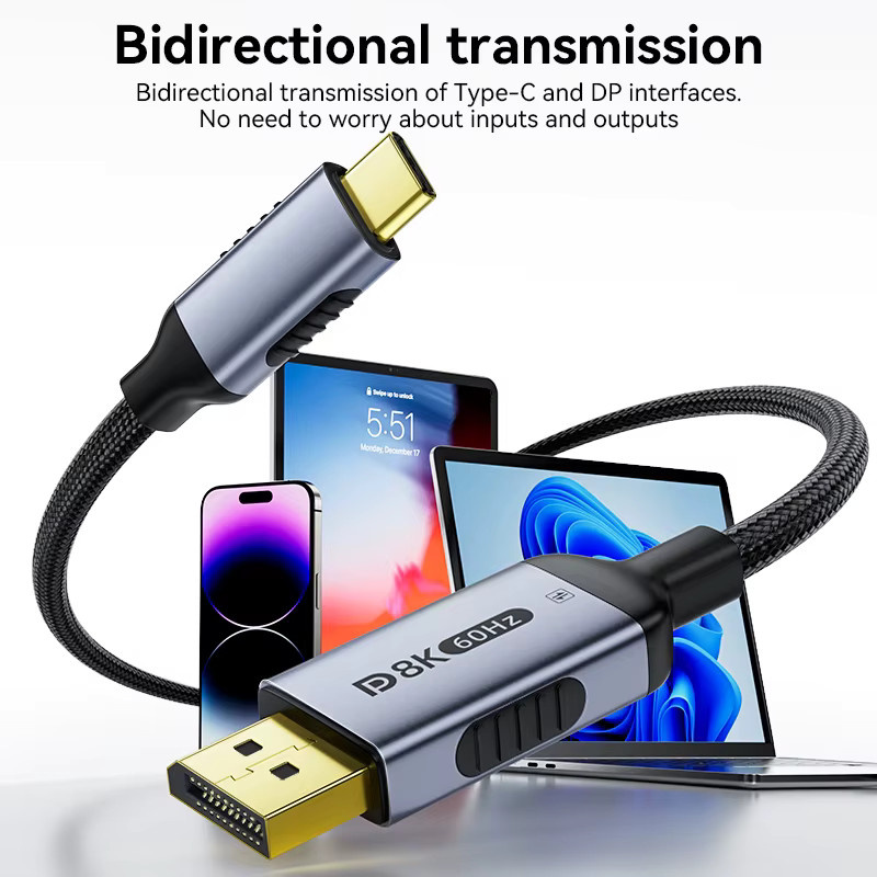 FDBOY USB Typ C auf DisplayPort Kabel DP 1.4 für 8K@60Hz und 4K@120Hz - Bild 3