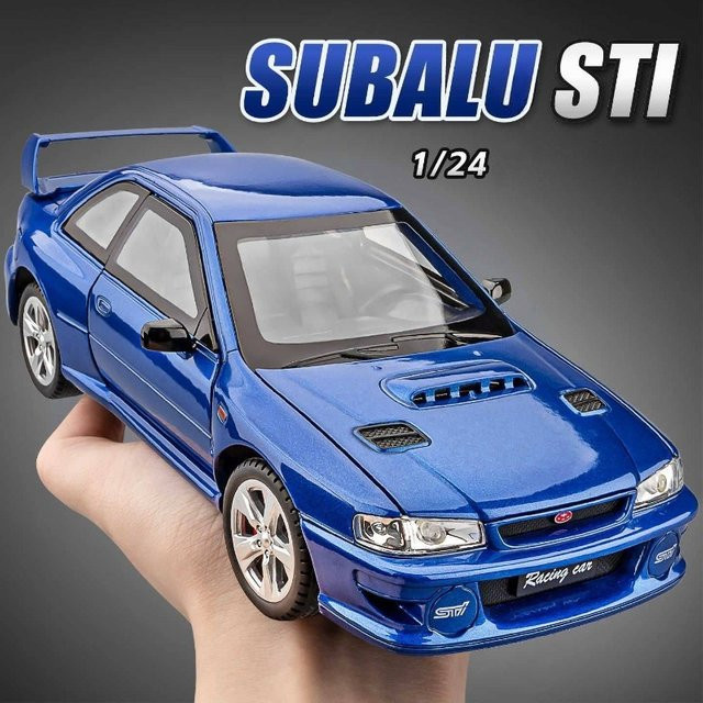 WELLY Subaru STI Automodell aus Legierung im Maßstab 1/24, Blau - Bild 1
