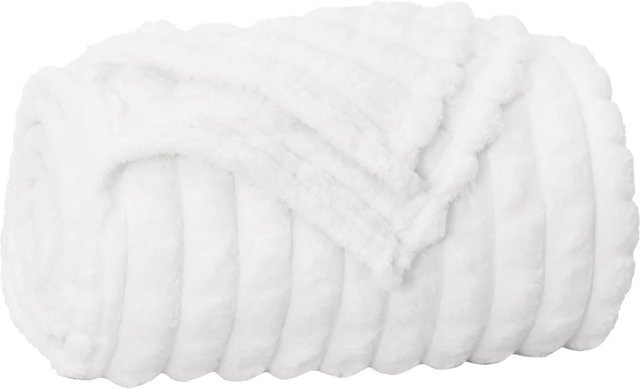 vidaXL Überwurfdecke aus Fleece in Weiß, B/B: 150 x 130 cm - Bild 1