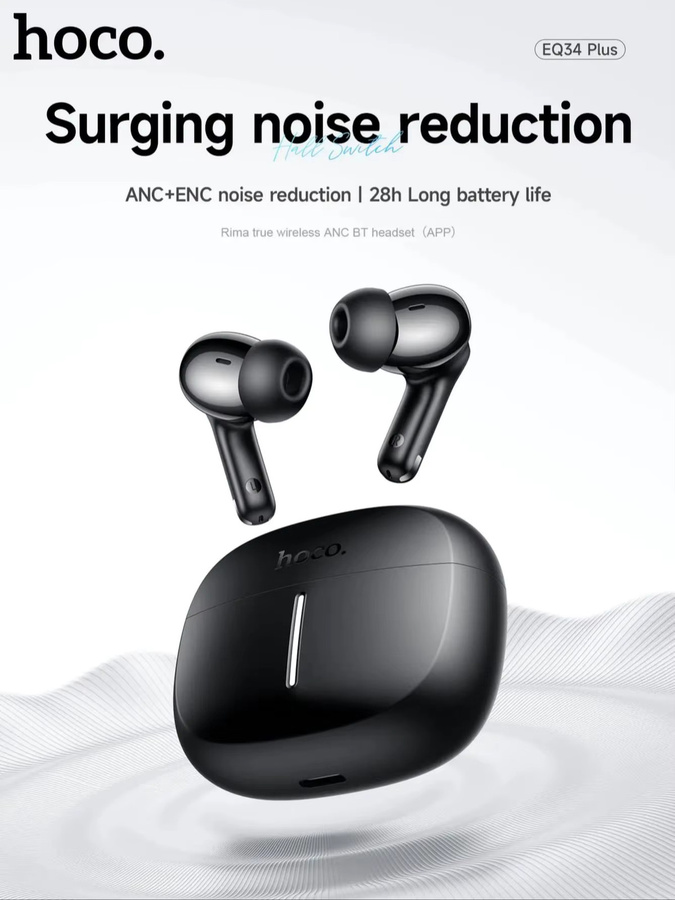 HOCO ANC Active Noise Reduction Bluetooth 5.4 In-Ear Ohrhörer mit App-Steuerung und EQ Sound in Schwarz - Bild 1