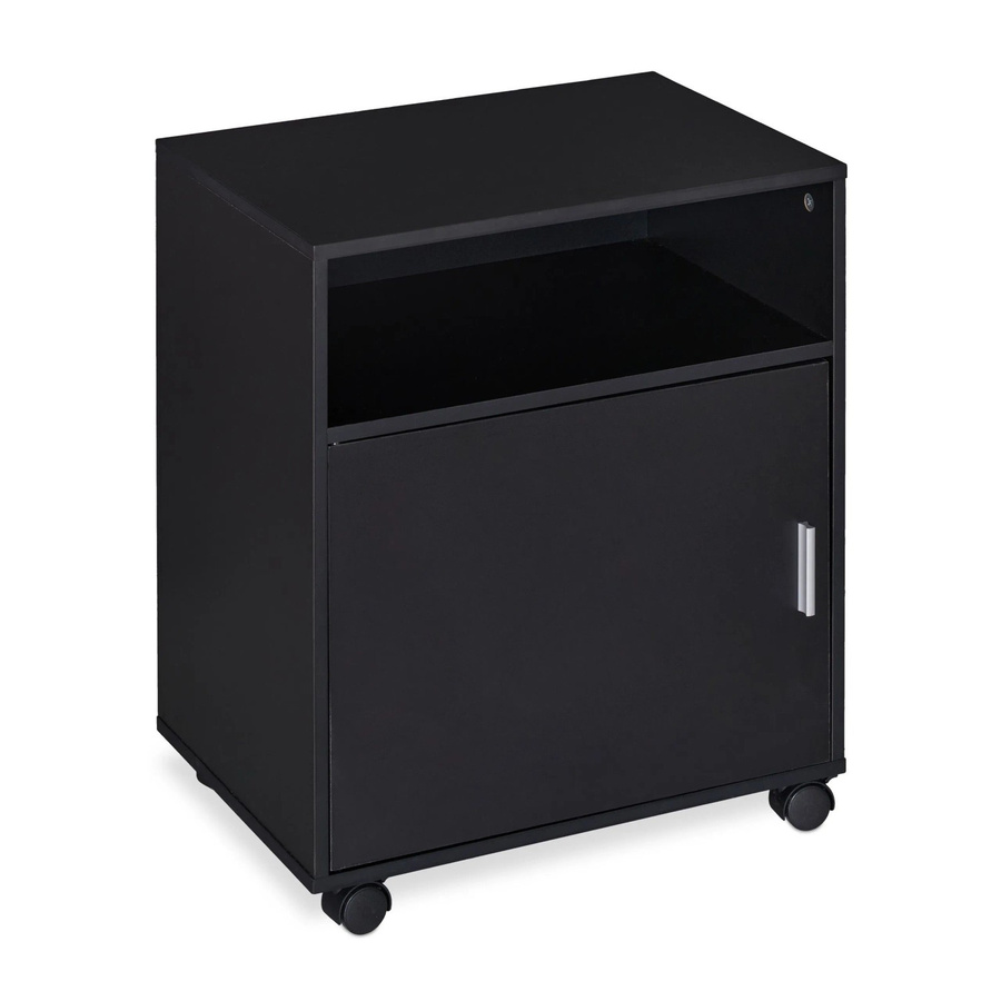 Relaxdays Rollcontainer aus Spanplatte und Kunststoff in Schwarz mit 3 Fächern, B/T/H: 57 x 48 x 34 cm - Bild 2