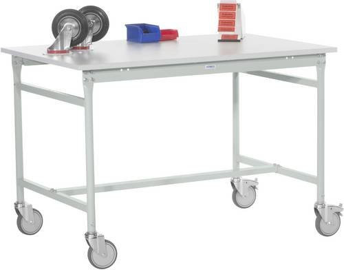 Manuflex BB4054.7035 Beistelltisch BASIS mobil mit Blechbelag-Platte in Lichtgrau, B/T/H: 150 x 60 x 85 cm - Bild 1