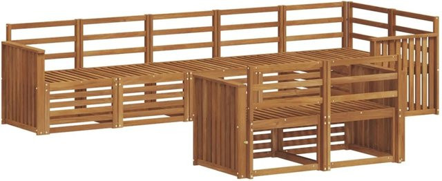 vidaXL Sofagarnitur 8-teilig aus Massivholz Akazie in Natur Braun im L-Shape Design - Bild 1