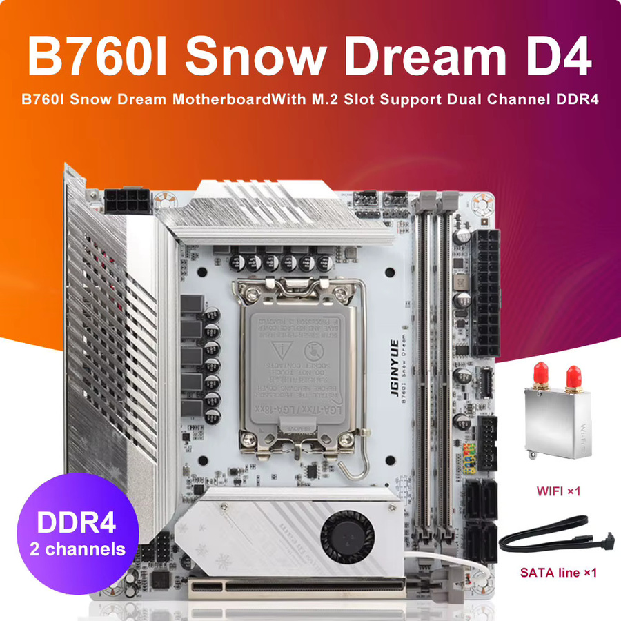 JGINYUE B760 Computer-Mainboard LGA1700 für 12./13./14. Generation Intel Core Prozessoren, DDR4/DDR5 Unterstützung, Weiß - Bild 3
