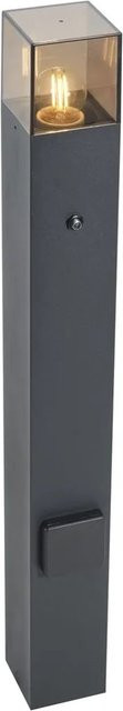 QAZQA Moderne Wegeleuchte Schwarz mit Rauchglas und Dämmerungssensor IP44, Höhe: 70 cm - Bild 1