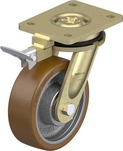 Blickle Lenkrolle LS-GB 150K-RI4 mit Feststeller, Farbe Silber, Rad-Durchmesser: 150 mm, Tragfähigkeit: 800 kg - Bild 1