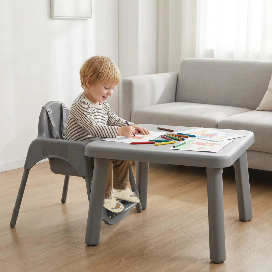 YALION Babyhochstuhl mit Tablett in Grau, höhenverstellbarer Fütterungsstuhl für Babys von 6 bis 36 Monaten - Bild 3