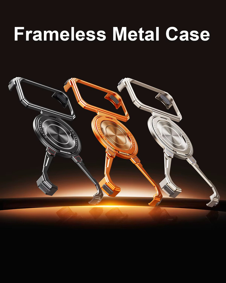 Oatsbasf Metall-Handyhülle für iPhone 17 Pro Max in Orange mit 360-Grad-Schutz und drehbarem Ringständer - Bild 5