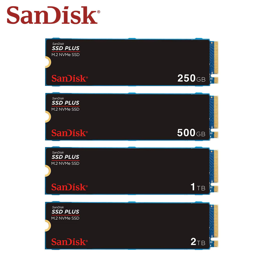 SanDisk SSD PLUS M.2 NVMe PCIe Gen 3.0 Interne Solid-State-Laufwerke in Schwarz für Laptop und Desktop - Bild 1