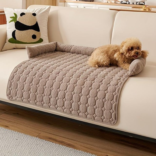 WTEMPO Luxuriöses Haustierbett aus Plüsch für Hunde und Katzen in Grau, Rutschfestes Sofanest mit erhöhten Rändern und abnehmbarem Bezug, B/T/H: 75 x 75 x 75 cm - Bild 1