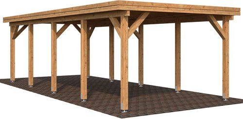 Palmako Einzelcarport Karl aus Fichtenholz mit Satteldach in Braun, B: 360 cm, T: 762 cm - Bild 3