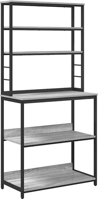 vidaXL Küchenregal im Industrial Design aus Holzwerkstoff und Stahl, Grau, B/T/H: 80 x 40 x 168 cm - Bild 1