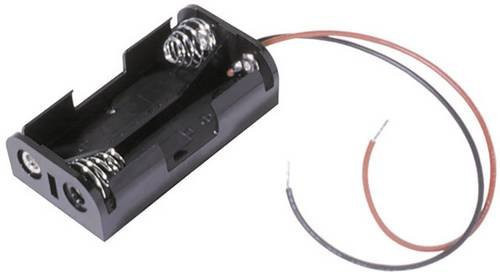 MPD Batteriehalter für 2x Mignon AA mit Kabel, Schwarz, B/T/H: 58 x 32 x 16 mm - Bild 1