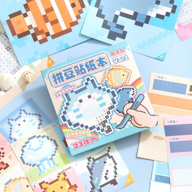 Mr. Paper Pixel-Malbuch mit 23 Stück Perlenkunst-Tier-Motiven für kreative DIY-Tagebuch-Dekorationen und Collage-Aufkleber in Multicolour - Bild 1