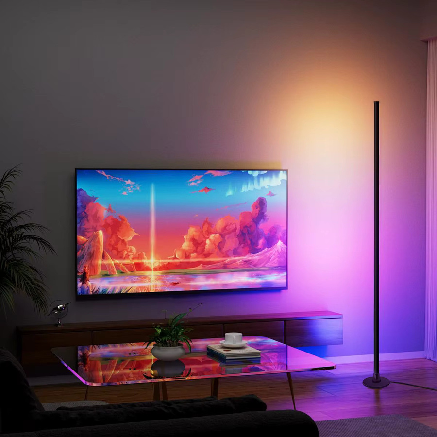 Aogled RGBIC LED-Stehlampe in Schwarz mit App- und Fernbedienung, moderne Ambientebeleuchtung für Wohnzimmer und Home-Office, Höhe: 122 cm - Bild 4
