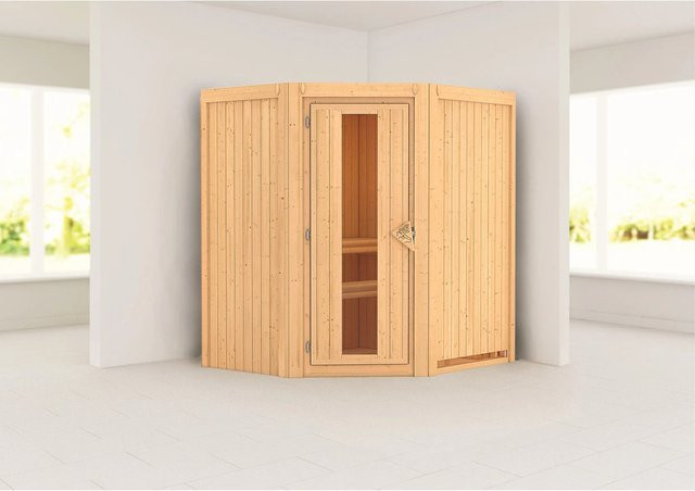 Karibu Sauna Tjorven Natur aus Fichte und Espe in Braun, B/T/H: 170 x 151 cm - Bild 1