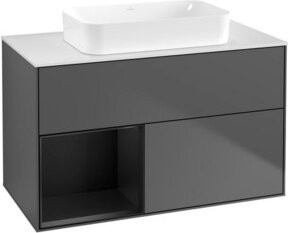 V&B Waschtischunterschrank Finion mit Wandbeleuchtung in Anthrazit, Breite: 100 cm - Bild 1