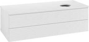 V&B Antao Waschtischunterschrank mit Frontstruktur und LED-Beleuchtung, Weiß lackiert, B/T/H: 120 x 36 x 50 cm - Bild 1