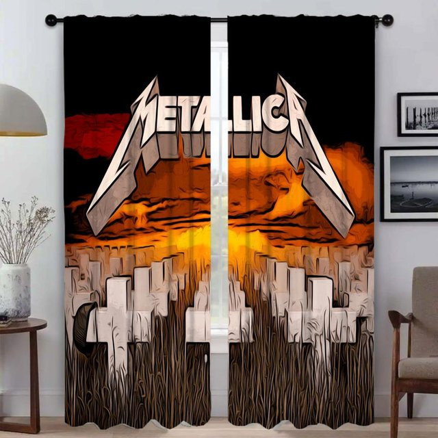 Partition M-MetallicaS Moderne Wohnzimmer Vorhänge, 2er-Set Halloween Dekoration, Schwarz, B: 50 cm, H: 70 cm - Bild 1