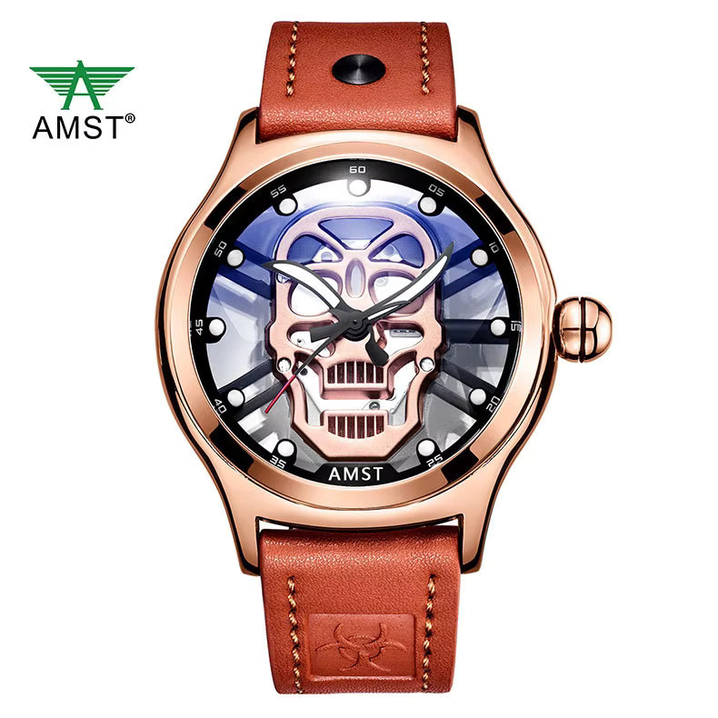 Ams Digitaluhr, Quarz, Totenkopf-Motiv, Schwarz, Herren - Bild 2
