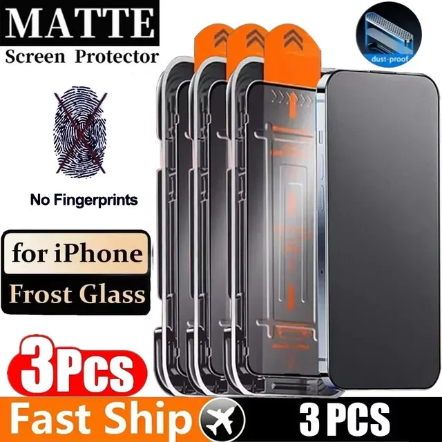 3er-Pack Matte Displayschutzfolie mit oleophober Beschichtung für iPhone 17 Air 16 15 14 13 12 11 Pro Max Milchglas-Effekt von Vieruodis - Bild 1