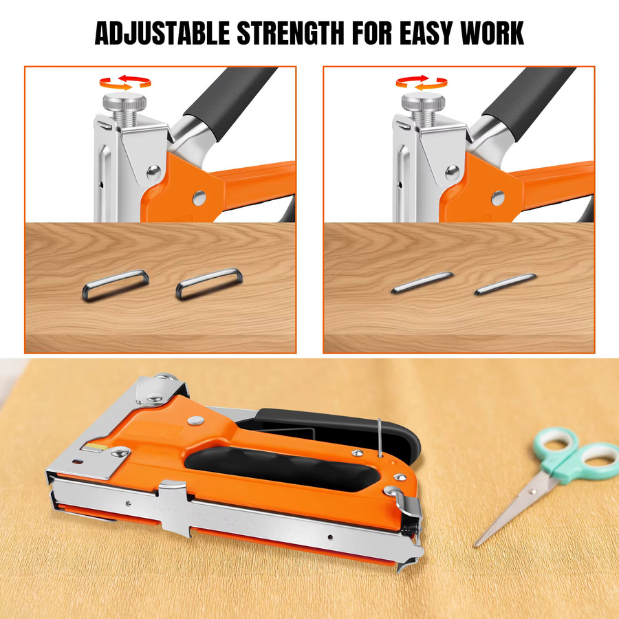 DayPlus 3-in-1 Hochleistungs-Tacker aus Stahl in Orange mit 3000 Heftklammern für Holz, Polsterarbeiten und DIY-Projekte - Bild 2