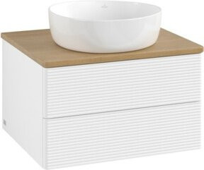 V&B Waschtischunterschrank Antao mit Frontstruktur in Eiche Honig und Weiß, B/T/H: 60 x 36 x 50 cm - Bild 1