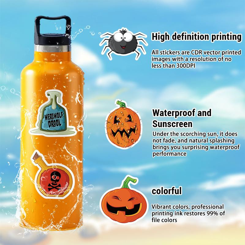 50 Stück Halloween Kürbis Aufkleber von Linyi Toy in Mehrfarbig als Party Gastgeschenke für Kinder - Bild 2