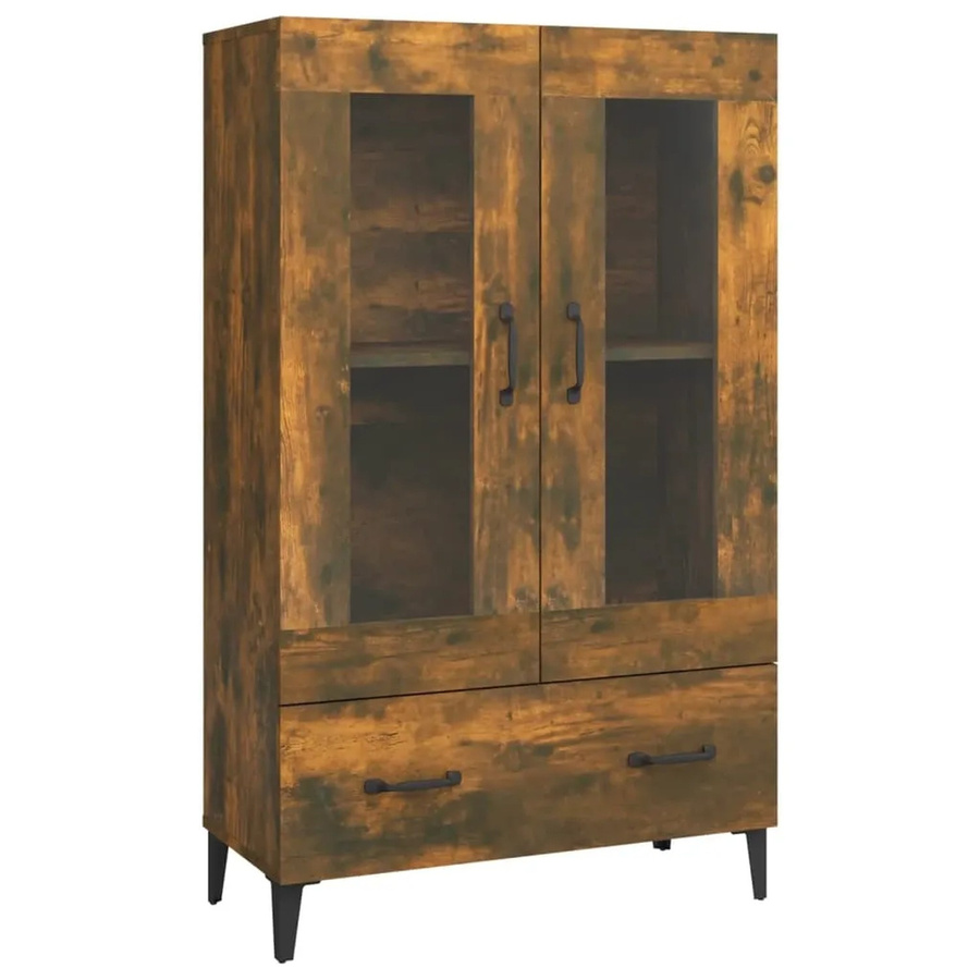 vidaXL Highboard Räuchereiche in Braun mit Glas und MDF, B/T/H: 70 x 31 x 115 cm - Bild 2