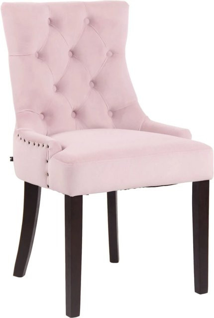 DELUKE Esszimmerstuhl HILON aus Samt in Pink mit Kautschukholz-Gestell, B/T/H: 55 x 58 x 92 cm - Bild 1