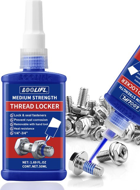 LOOLIFL Gewindesicherungsmittel Blau mit mittlerer Festigkeit für Muttern und Schrauben als anaerober Klebstoff zur Vermeidung von Lockerungen - Bild 1