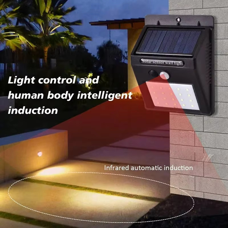 Heinast Solar-Wandleuchte mit 20 LED und PIR-Bewegungsmelder, IP65 wasserdichte Außenleuchte in Schwarz für Garten und Außenbereich - Bild 4