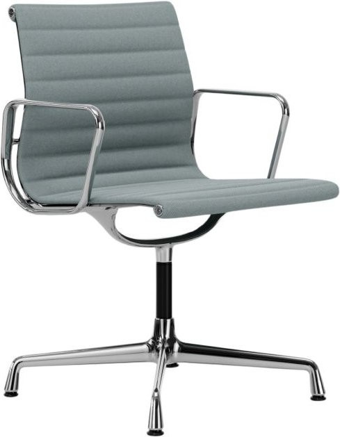 Vitra Aluminium Chair EA 104 mit Armlehnen in Blau und Stoffbezug - Bild 1