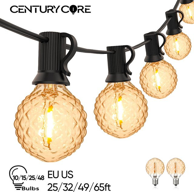 Grensk LED Vintage Lichterkette mit Bernstein G40 Glühbirnen, E12, Warmweiß, Wasserdicht - Bild 1