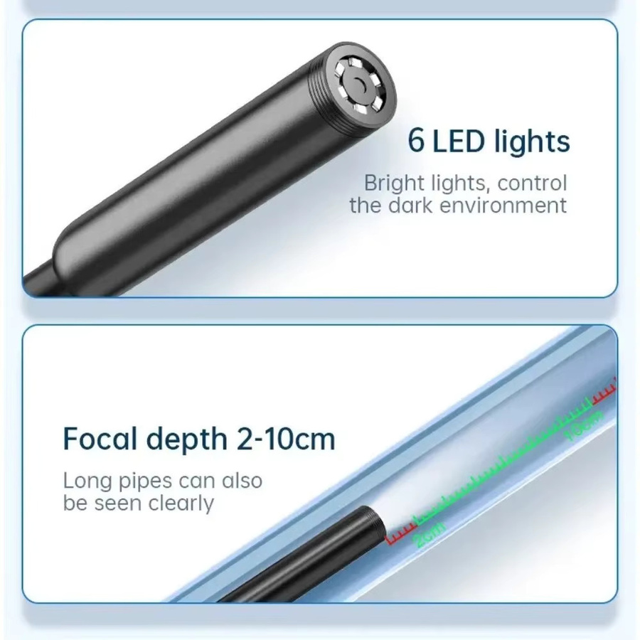XinFe USB-C Endoskop für Android-Handys, 7,0 mm Boreskop-Inspektionskamera mit 6 LED-Leuchten, Farbe: Schwarz - Bild 2
