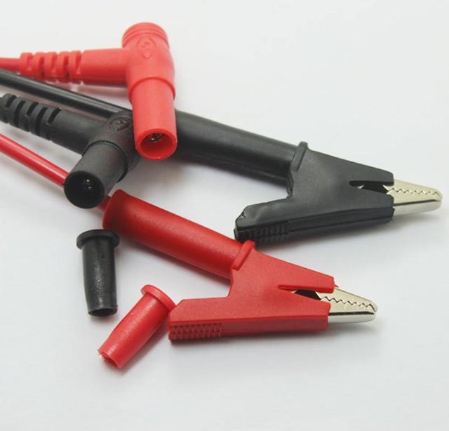 ESHYLALA Bananenstecker Testkabel mit Krokodilklemmen, 10A, Rot - Bild 1