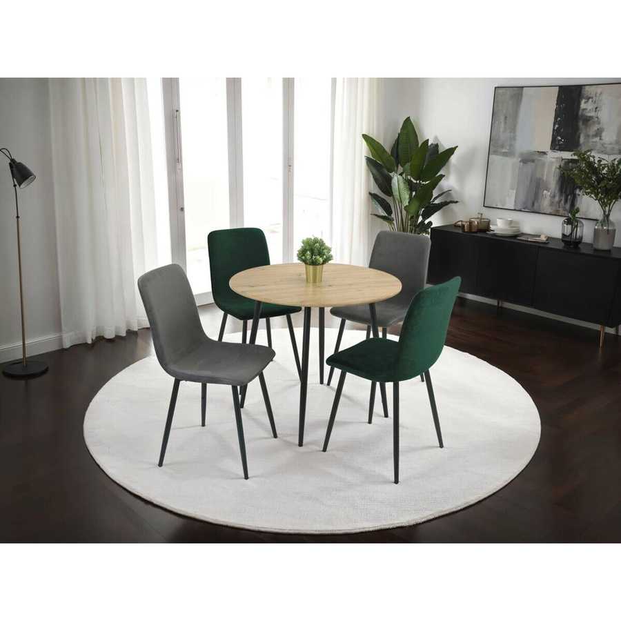 4er-Set Stühle Hela in Moosgrün mit Cordoptik aus Microfaser, B/H/T: 44 x 92 x 54 cm - Bild 2