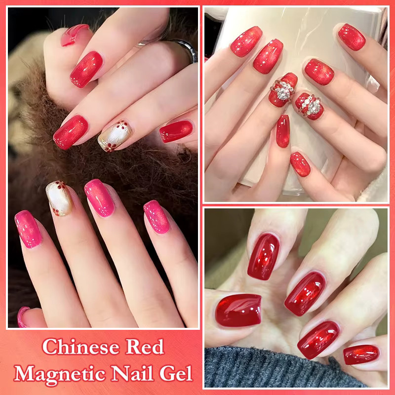 MEET ACROSS Magnetgel-Nagellack, Chinesischer Roter, Schimmernd - Bild 5